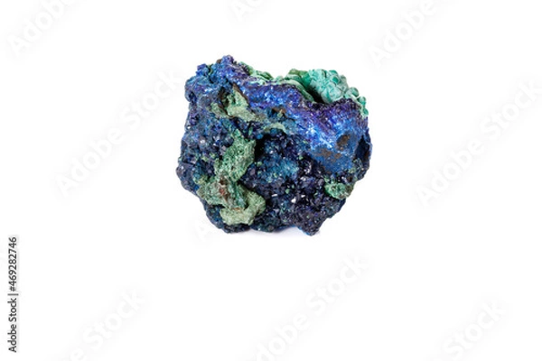 Obraz Macro mineral stone Malachite and Azurite against white background