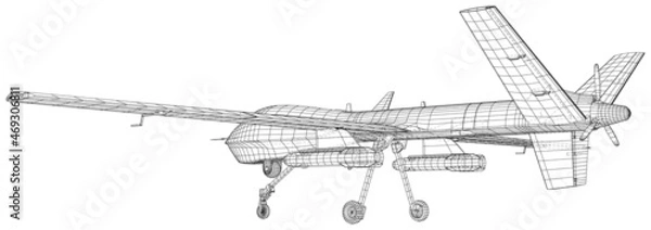 Fototapeta Predator Drone. Aircraft. Wire-frame EPS10 format. Vector created of 3d.