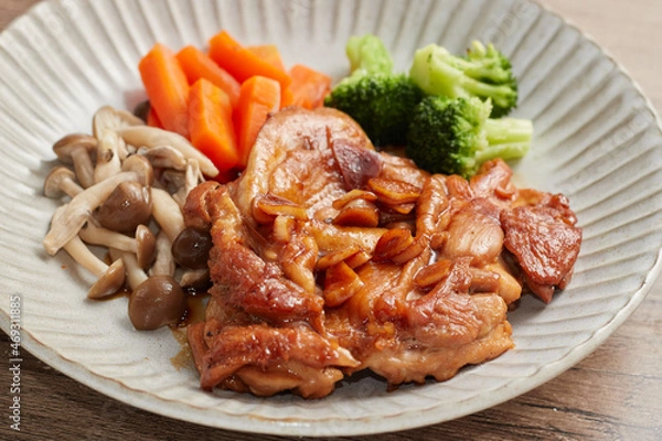 Obraz ガーリック醤油の照り焼きチキンソテー