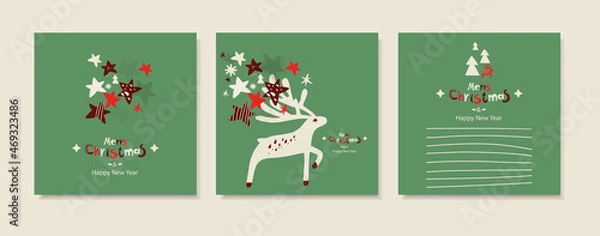 Fototapeta Christmas pattern in scandinavian style