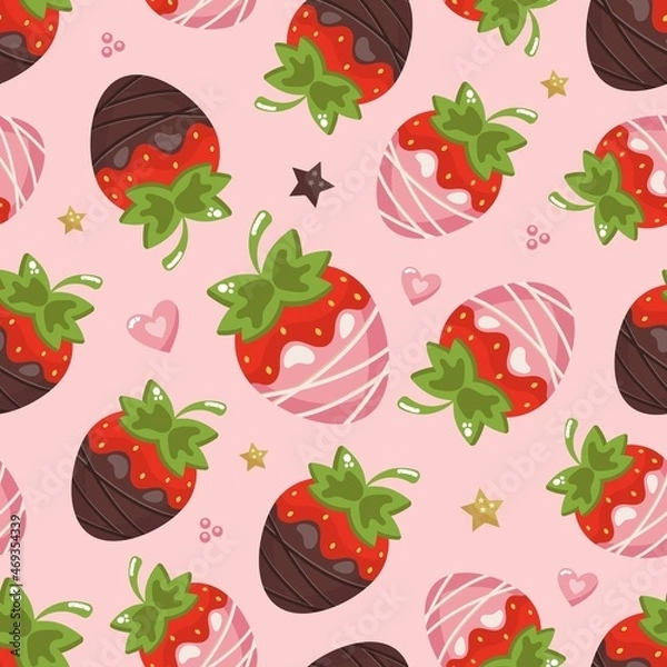 Obraz seamless pattern strawberries in chocolate