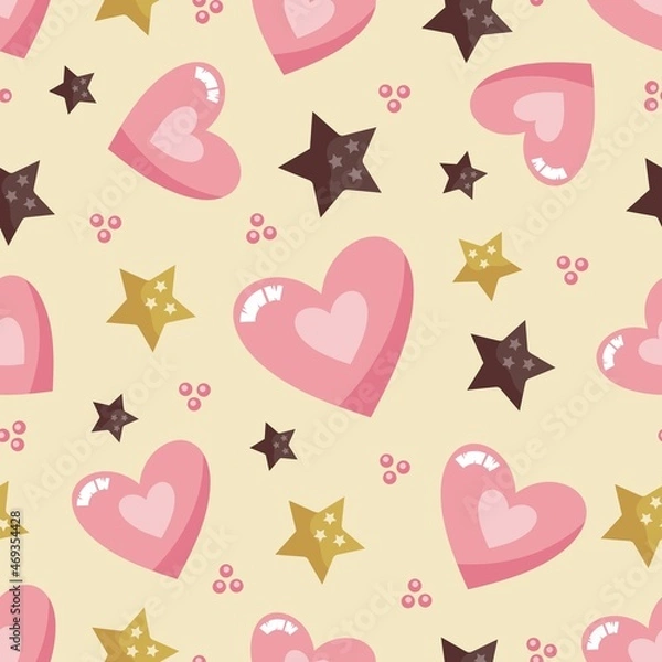 Obraz seamless pattern hearts and stars