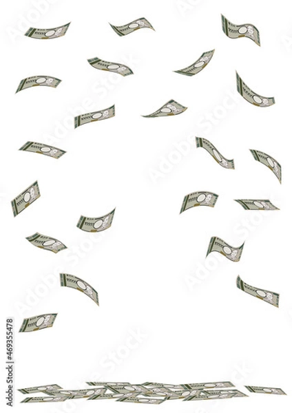 Fototapeta イラスト素材：空中に舞っている・床に積もっている新一万円札（コピースペースあり）