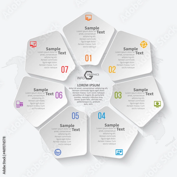 Fototapeta Abstract 3D Paper Infographics. Business template .Vector illustration
