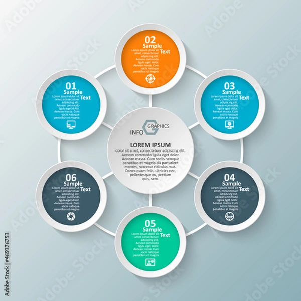 Fototapeta Abstract 3D Paper Infographics. Business template .Vector illustration
