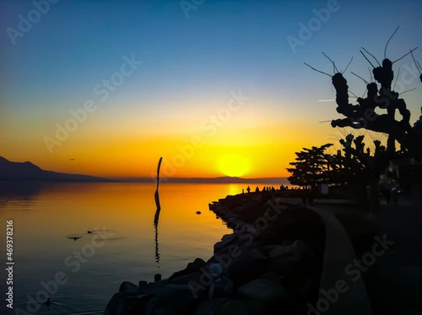Obraz fishing at sunset