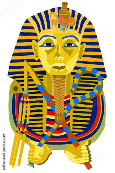 Fototapeta Tutankhamun Mask a gold mask vector illustration drawing on white background in HDR