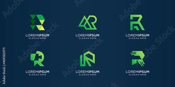 Obraz Abstract collection initials R logo template icons for business of technology, fashion, identity.