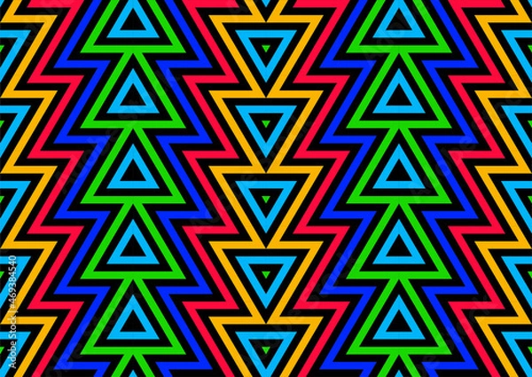 Fototapeta Zig-zag creative background. Multi-colored striped seamless pattern. Bright and colorful modern vector texture. Op art. 