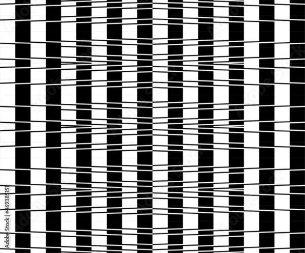 Fototapeta Futuristic technologic background by elements of hexagon. Black white striped seamless pattern. Op art, optical illusion. Vector texture.