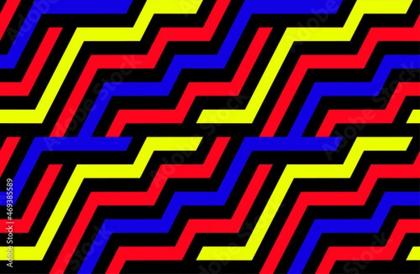 Fototapeta Futuristic technologic background by elements of hexagon. Multi-colored striped seamless pattern. Bright and colorful modern vector texture. Op art.