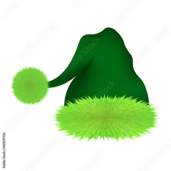 Obraz Green Christmas hat, grinch accessory, vector illustration.