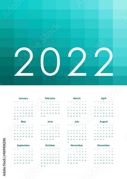 Obraz Calendar for 2022 with gradient.
