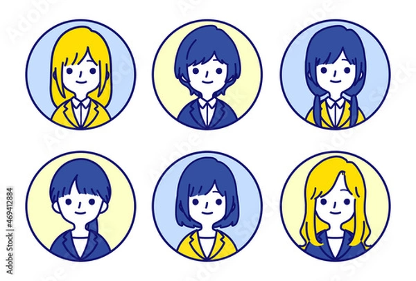 Fototapeta 人物アイコンセット_スーツの女性_ビタミンカラー