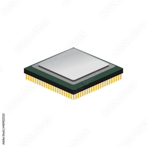Obraz Processor icon. CPU sign. Processing unit chip. Hardware tools. Tuned pc. Desktop icons pack element. Linux open source UI shortcut theme customisation. Vector illustration.
