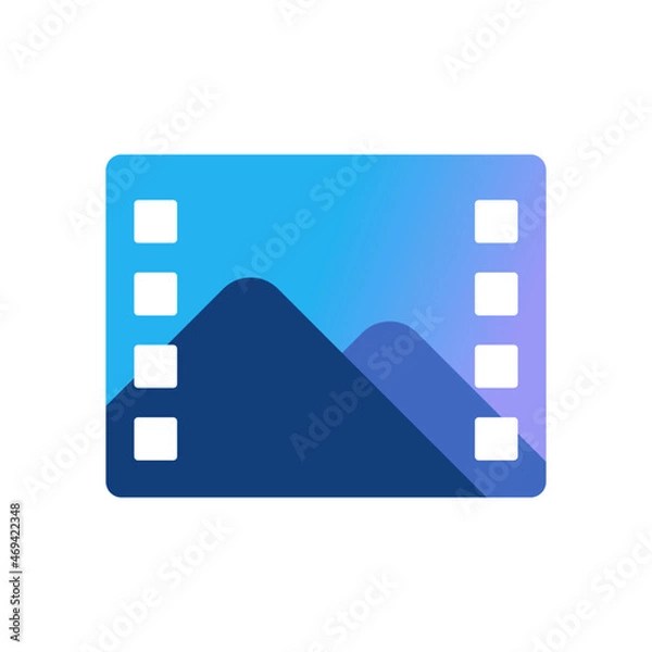 Obraz Movie icon. Video file. Desktop icons pack element. Pictures sign. Linux open source UI shortcut theme customisation. Film Images gallery vector illustration.