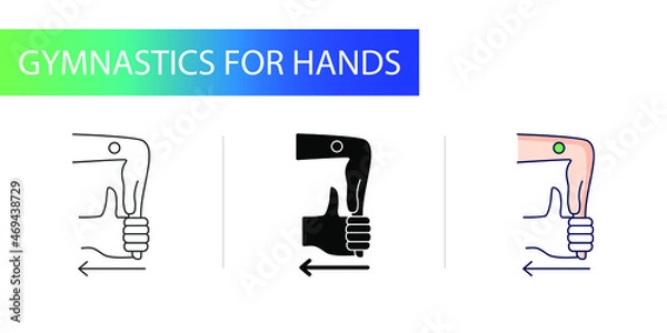Obraz Carpal tunnel syndrome, icons set, stretching the arm, towards oneself