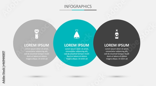 Obraz Set Chicken leg, Bottle opener and Beer bottle. Business infographic template. Vector