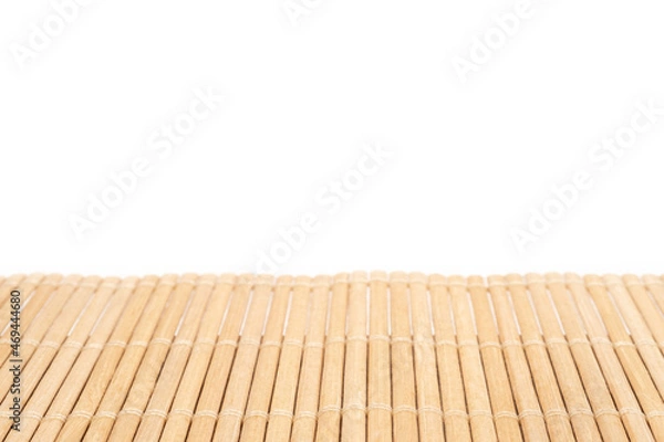 Fototapeta Perspective empty bamboo wooden white background. Can be used mock up for montage products display or design layout.