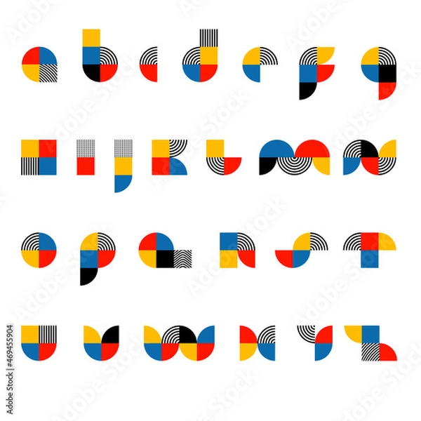 Obraz Trendy font in retro Bauhaus design style. Artistic geometric printing type. Stylized alphabet