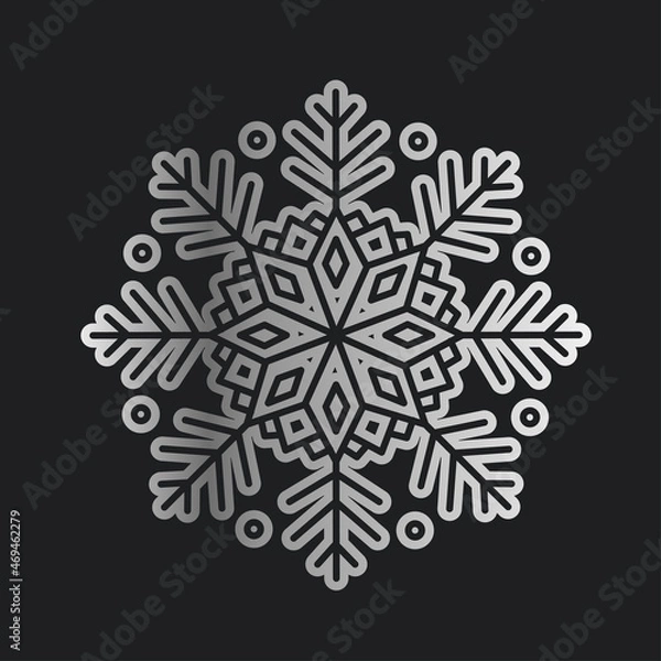 Fototapeta Silver Set vector snowflakes isolated , Ethnic ice cristal ornament, christmas icons, snowflakes for print, design for banner, idea, cover, booklet, print, flyer, card, poster, badge, postcard