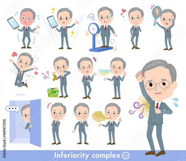 Fototapeta 劣等感に関するビジネスシニア男性のセット