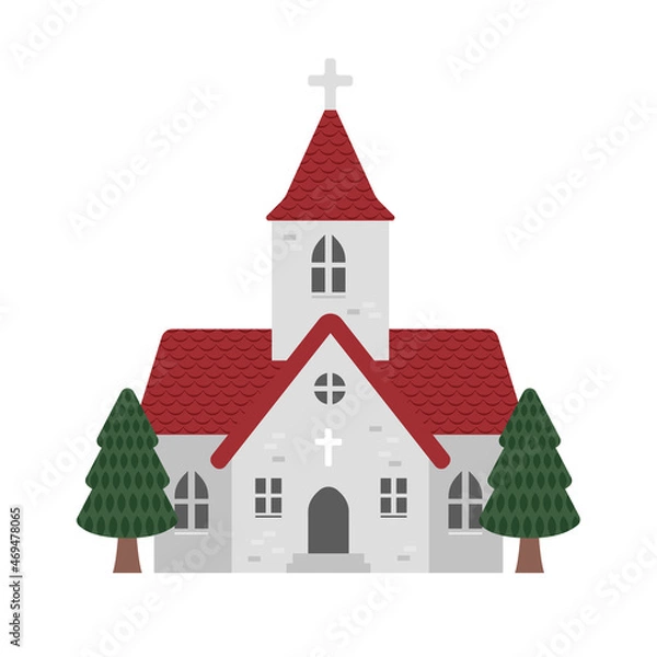 Fototapeta cartoon church flat design illustration (front view).