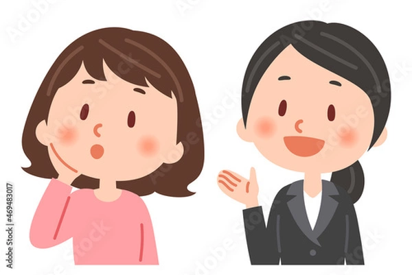 Fototapeta 説明をするビジネスマンと説明を聞く女性