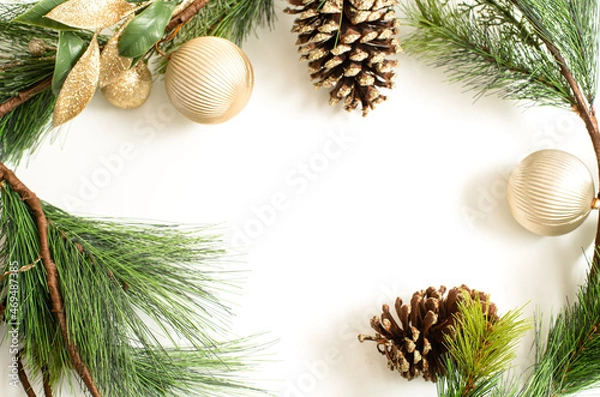 Obraz Christmas tree branches and cones