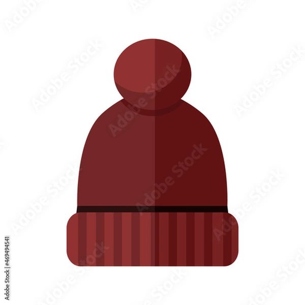 Obraz Vector Flat Design Pompom Winter Hat. Vector illustration