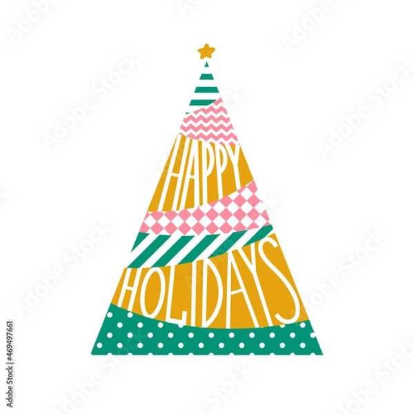 Obraz Stylized Christmas tree in patchwork style