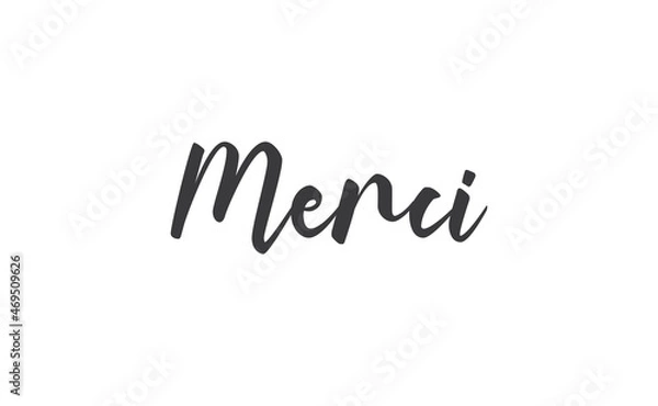 Obraz Merci. Beautiful greeting card calligraphy text. Hand drawn modern lettering.
