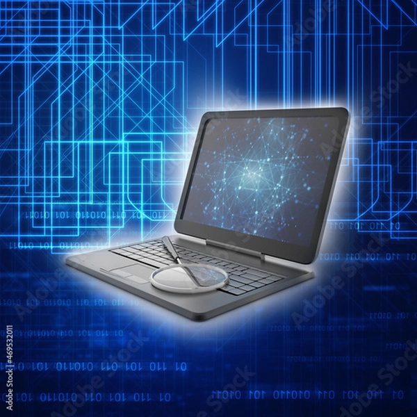 Obraz 3d rendering Laptop search illustration