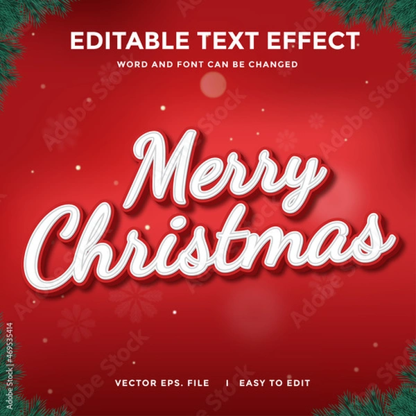 Fototapeta merry Christmas editable text effect