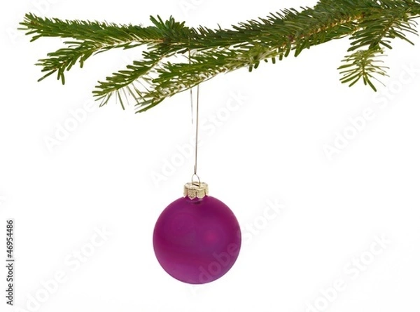 Obraz Purple Christmas decorations on a branch
