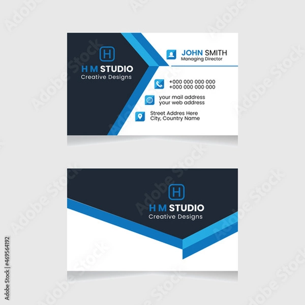 Obraz Vector modern creative simple and clean business card design, red abstract unique luxury and professional name card design, print ready corporate business card design.