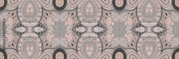 Fototapeta Mosaic rug background. Ethnic paisley texture.