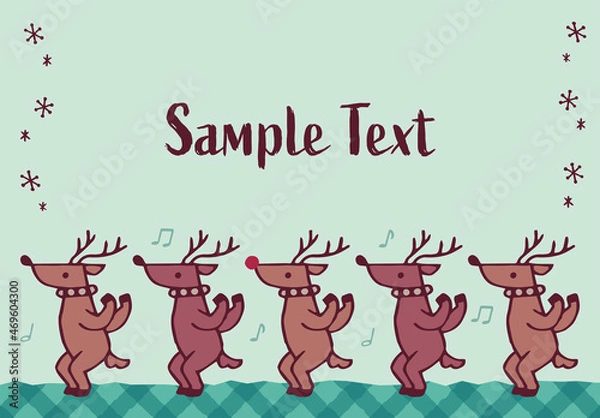 Obraz トナカイのクリスマスフレーム ミントグリーン