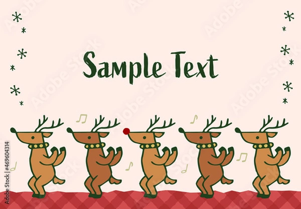 Obraz トナカイのクリスマスフレーム クリスマスカラー