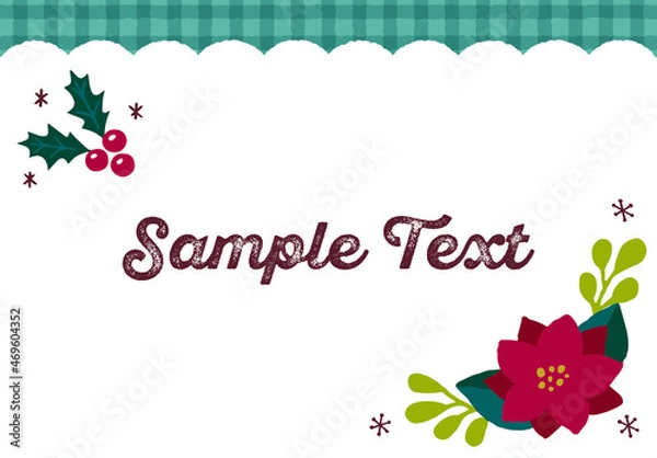 Obraz ヒイラギとポインセチアのクリスマスフレーム ミントグリーン