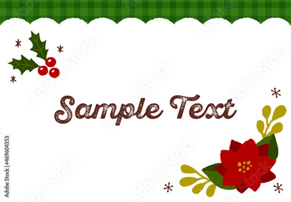 Obraz ヒイラギとポインセチアのクリスマスフレーム グリーン