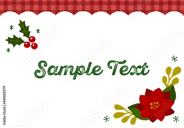 Obraz ヒイラギとポインセチアのクリスマスフレーム クリスマスカラー