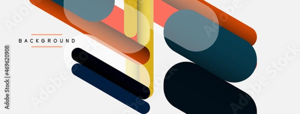 Fototapeta Overlapping round shapes and lines background. Vector illustration for wallpaper banner background or landing page