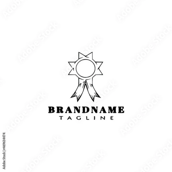 Fototapeta creative cockade with ribbon logo cartoon icon design template black isolated vector cute