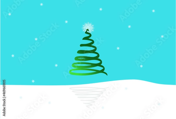 Fototapeta The spiral arrow shaped Christmas tree hits the target snowflake, symbolizing success, progress or achievement.  The floating tree also projects a futuristic and high-tech style.  vector.
