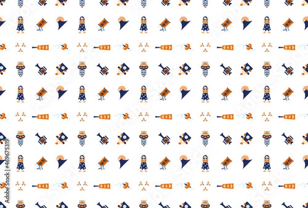 Fototapeta お正月アイテムのパターン