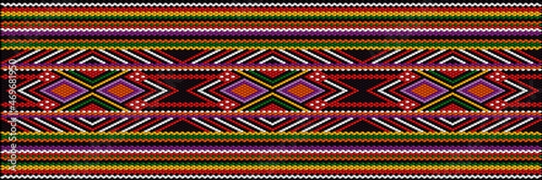 Obraz  Ozdoba ludowa, wzór krajowy, haft etniczny, tekstura ozdobna, tradycyjne geometryczne motywy plemion kontynentu afrykańskiego.