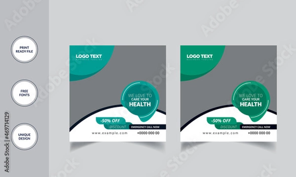 Fototapeta Medical social media post template