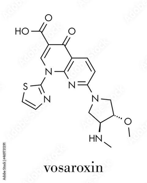 Fototapeta Vosaroxin cancer drug molecule. Skeletal formula.