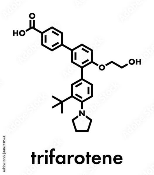 Fototapeta Trifarotene acne drug molecule. Skeletal formula.